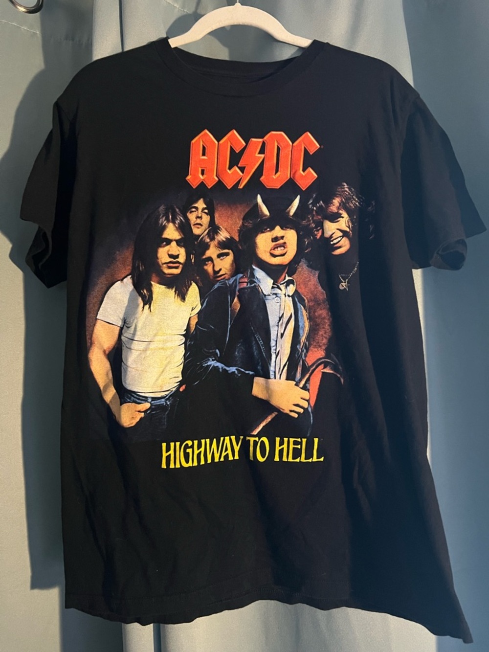 AC/DC Black Printed Logo Tee with White Tag Print M